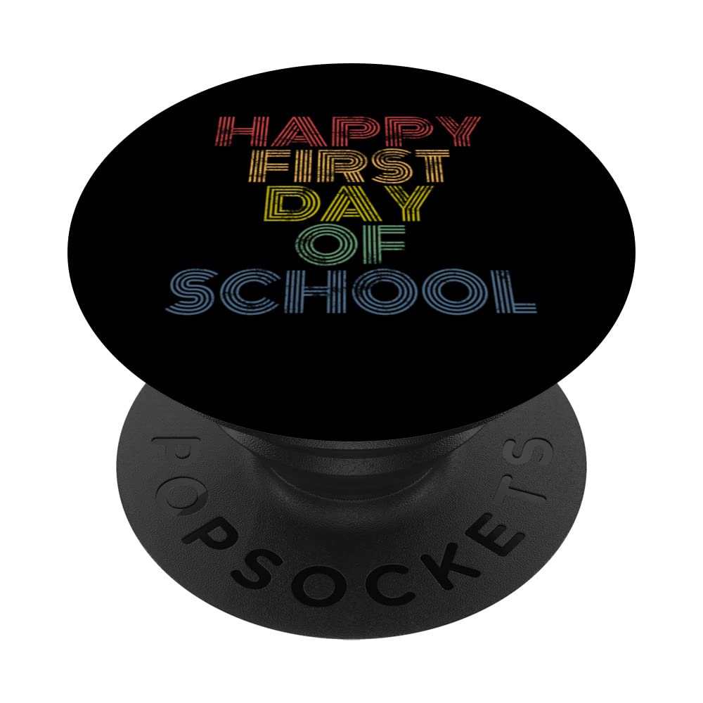 Happy First Day Of School retro 70s vintage distressed PopSockets Swappable PopGrip