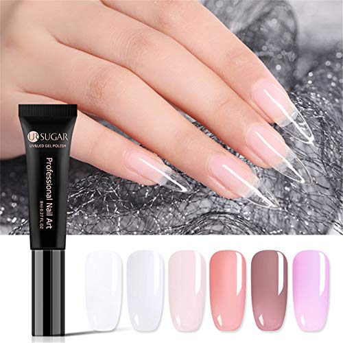 UR SUGAR 8ml Quick Building Painless Quick Builder Nail Gel Nail Tips Extension UV LED Soak Off Gel Polish Pink Clear Nude Foudation Reionforce Lacquer Nail Extension Builder Pen Shape 6pcs Kit