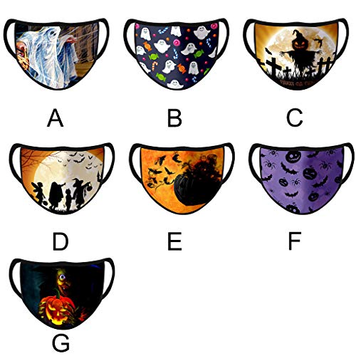 saitingdianzi Adults Reusable and Washable Face Bandanas, Breathable Cotton Face ṁɑşḱs, with Pumpkin Halloween Pattern, for Halloween (E)