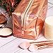 Rose Gold Holographic Makeup Bag - Metallic Cosmetic Make up Case - Cool Travel Bags