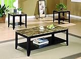 Coaster 3pc Coffee Table & End Table Set Faux Marble Top Espresso Finish
