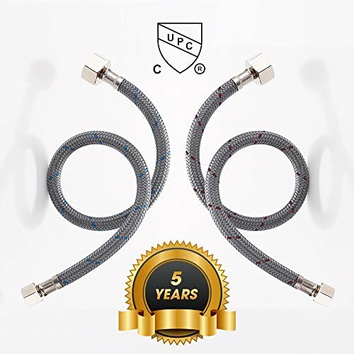Desfau 20-Inch Long Faucet Connector, cUPC Braided Supply Hose, 3/8" Female Compression Thread x 1/2" I.P. Female Straight Thread, Faucet Hose Connector (1 Pair)