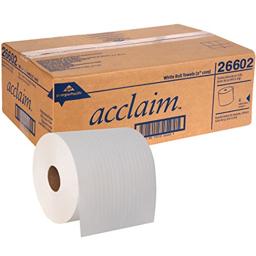 Pacific Blue Basic 2" Core Paper Towel Rolls by GP PRO (Georgia-Pacific), White, 26602, 800 Linear Feet Per Roll, 6 Rolls Per Case