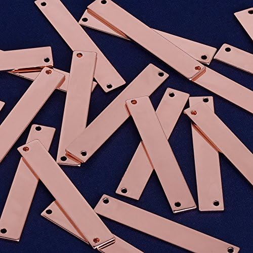 1 5/8"x1/4"(40x6mm) Brass Rectangle Stamping Blank Bar with 2 Holes,Necklace bar Blanks,Name Plated,DIY Jewelry,Sold 10pcs/lot,Rose Gold