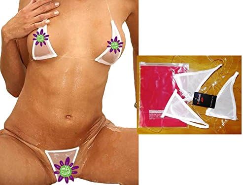 Only for The Very Daring! Extreme Ultra-Micro Transparent Bikini - Size L (White)
