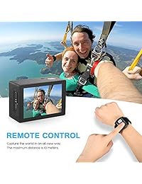 Crosstour - Cámara de acción 4K, 16 MP, WiFi, control remoto, impermeable, con micrófono externo, parpadeo EIS y 2 baterías y accesorios recargables