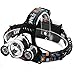 Boruit RJ-5000 5000 Lumen Led Headlamp Bright Headlight Head Flaslight Torch 3 XM-L2 LED with Rechargeable Batteries and Wall Charger for Hiking Camping Hunting Riding Night Fishing Kids