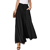 Dokotoo Pants for Women Casual Elastic Waist Wide Leg Pants with Pockets