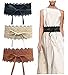 Toptim Women's Belt Bow Tie Wrap Faux Leather Band Corset 3-Pack (Black-Coffee-Beige)