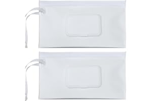 FAREVER Baby Wipe Dispenser, 2 Pack Portable Refillable Wipe Holder, Reusable Lightweight Wipes Holder Container Case Holder for Travel Wet Wipe Pouch,White…