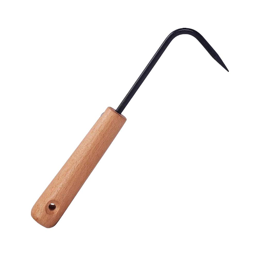 HiChuAng Weeding Tool Digging Cultivator Manual Weeders for Digging Weeding Loosening Soil for Patios, Cracks & Clay Soil - Stainless Steel Root Remover with Beechwood Handle(Black)