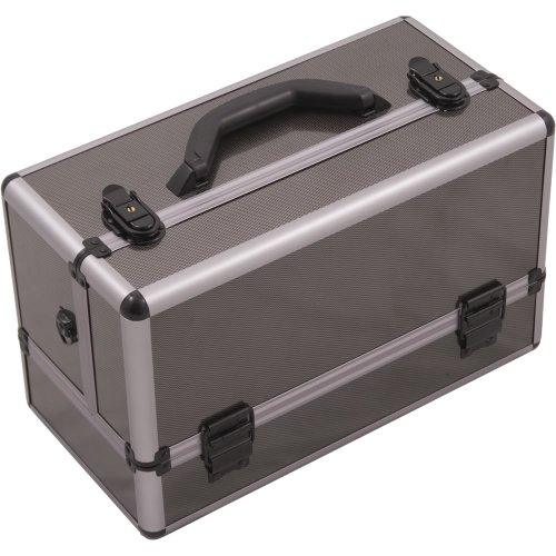 Hiker HK3201 3-Tier Professional Aluminum Case with Accordion Trays and 2 Brush Holders, 15-Inch, Smooth Pattern, Gun Metal