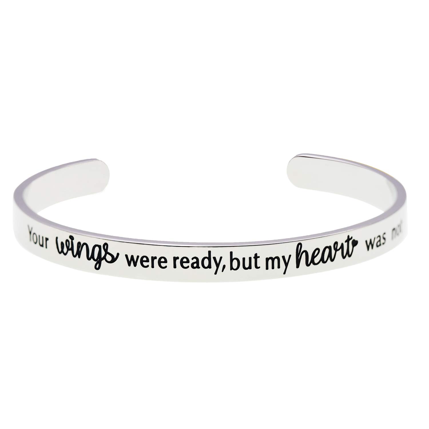 LParkinYour Wings were Ready But My Heart was Not Memorial Cuff Bracelet Commemorative Jewelry