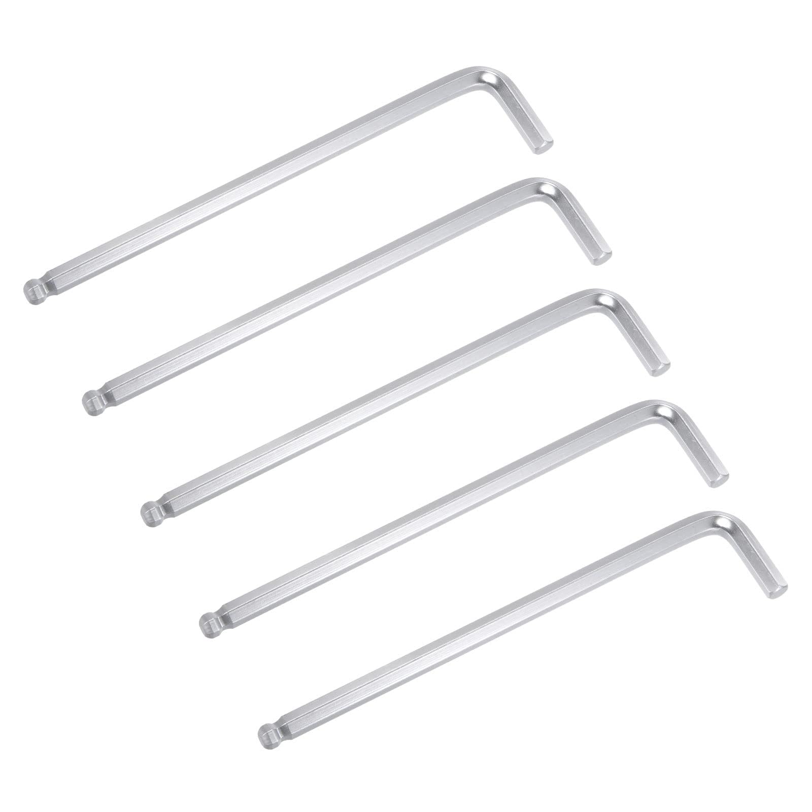 Unifizz 3/8" Ball End Hex Key Wrench, L Shaped Long Arm 40Cr Allen Wrench Repairing Tool, SAE 5 Pcs