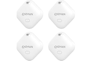 CHZHVAN Key Finder, Luggage Tracker Works with Apple Find My (iOS only), Replaceable Battery, Water-Resistant, Bluetooth Item Finder for Wallet, Bags, Suitcase, Pets & Backpack, 4 Pack White