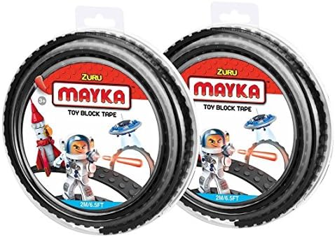 Mayka Toy Block Tape - 2 Stud - Black - 6 Feet - 2 Pack (Compatible with Lego)