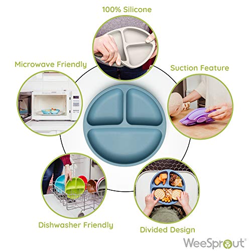 WeeSprout Suction Plates for Babies & Toddlers 100 Silicone, Plates