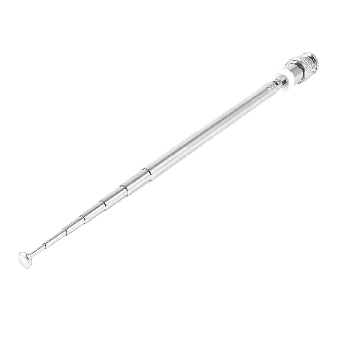 sourcingmap FM Telescopic Antenna, 7 Sections Household BNC Male Jack Right Angle Telescopic Scanner Antenna Aerial Replacement for TV AM FM Radio Stereo, Silver Tone