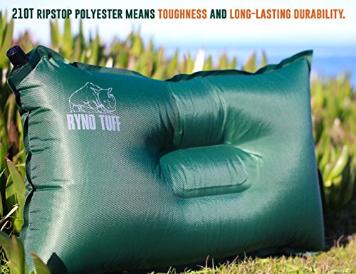 Ryno Tuff Self-Inflating Camping Pillow - Portable and Durable Inflatable Air Pillow Which Will Provide Comfort and Insulation While Camping, Backpacking, Thru Hiking and Traveling. Carry Bag Included