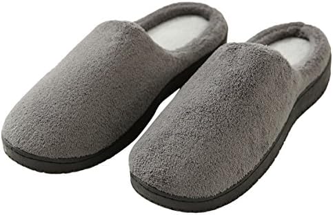 GOOE Soft Memory Foam Coral Fleece House Slipper, Nonslip Comfy Winter Indoor Bedroom Slipper (Grey XL)