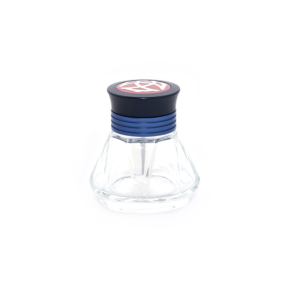 TWSBI Diamond ink bottle, inkwell, glass and aluminium, blue