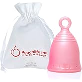 Peachlife Silicone Ring Menstrual Cup | Pull Stem Loop for Easy Removal | Reusable for up to 10 Years of Leak-Proof, Comfortable Period Protection | Large, Medium Firm Peachcup