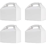White Party Treat Box 24 Pcs White Candy Cake Gift Box DIY Favor Bags Snack Goody Cardboard Gable Boxes Perfect for Birthday 
