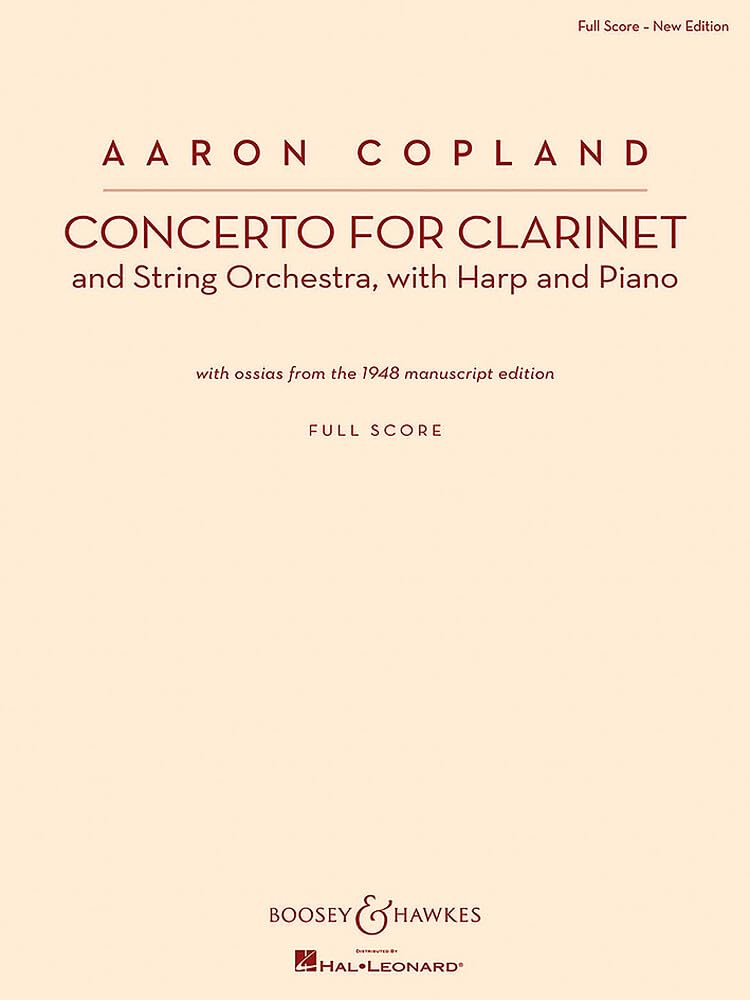 Concerto for Clarinet: Clarinet and String Orchestra, with Harp and Piano New Edition