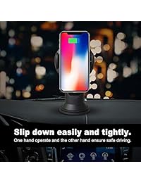 Soporte de carga inalámbrica para el teléfono del coche, con abrazadera para el salpicadero del coche, compatible con iPhone Samsung Galaxy HTC Sony Android, rotación de 360°