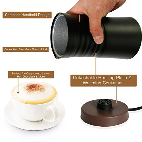 NutriChef Electric Milk Frother Warmer Compact Stainless Steel