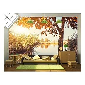 Autumn Lake - Removable Wall Mural | Self-Adhesive Large Wallpaper - 66x96 inches