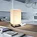 Finether Minimalist Wood Desk Lamp | Table Lamp with Fabric Shade Modern Bedside Lamp for Bedroom, Living Room, Office