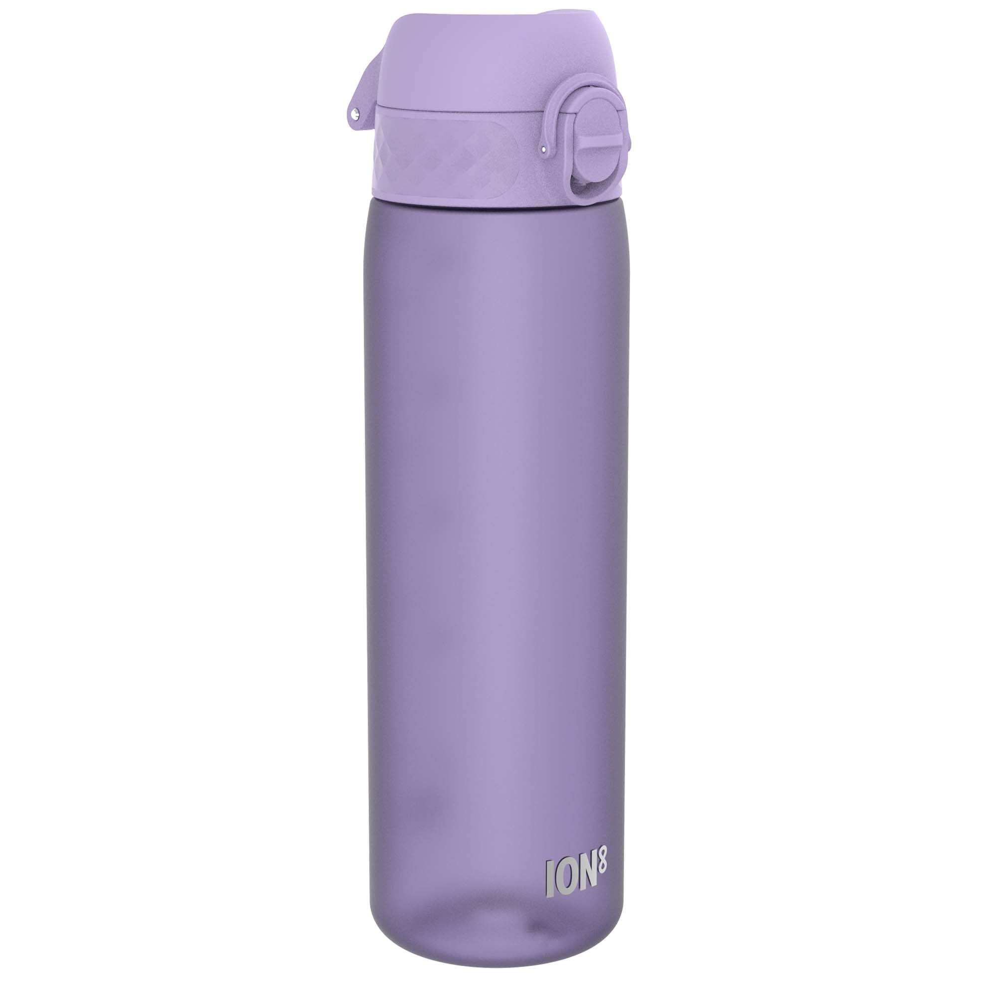 Ion8 Water Bottle, 500 ml/18 oz, Leak Proof, Easy to Open, Secure Lock, Dishwasher Safe, BPA Free, Hygienic Flip Cover, Carry Handle, Fits Cup Holders, Easy Clean, Carbon Neutral, Purple — image 1