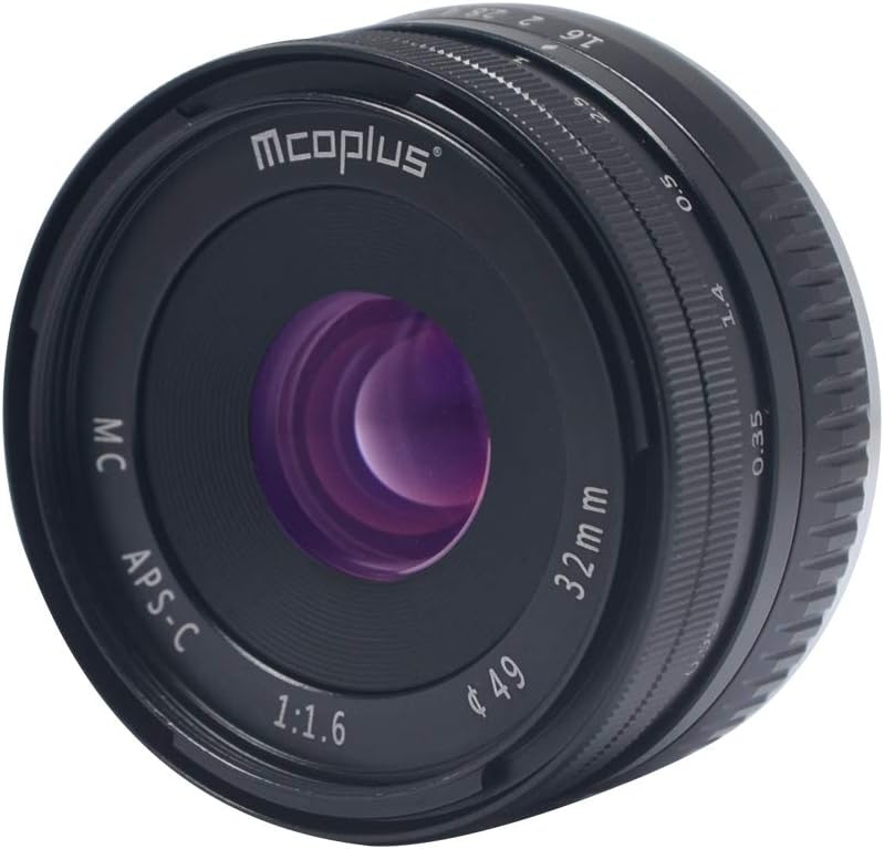 Venidice 32mm F1.6 Manual Focus Lens, Large Aperture APS-C Prime Lens for NEX 3/5/6/7, Alpha A5000, A5100, A6000, A6100