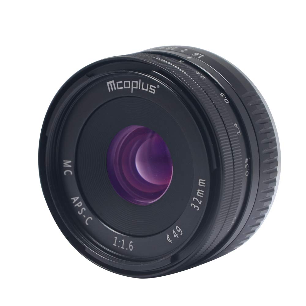 Venidice 32mm F1.6 Manual Focus Lens, Large Aperture APS-C Prime Lens for NEX 3/5/6/7, Alpha A5000, A5100, A6000, A6100, A6300 Digital Mirrorless Camera(black)
