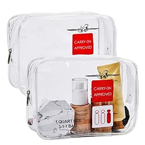 2 bolsas de aseo aprobadas por la TSA para llevar en el aeropuerto, bolsa  compatible con la línea aérea del aeropuerto, kit de reglas de líquidos,  bolsa de cosméticos transparente 3-1-1 para hombres y mujeres : Belleza y  Cuidado Personal - Amazon.com