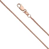 The World Jewelry Center 14k REAL Gold Solid 1mm, 0.8mm Braided Square Wheat Chain Necklace with Lobster Claw Clasp