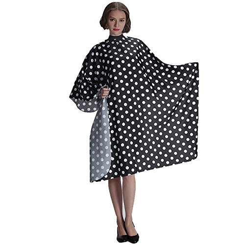 SMARTHAIR Professional Salon Cape Polyester Baber Cape Hair Cutting Cape,54"x62",Black and White Dots,C375001C