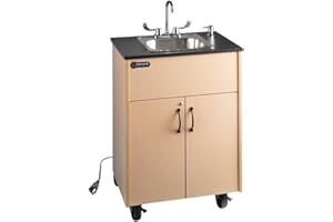 Ozark River Portable Sinks Premier 1, Maple Laminate-Laminate Countertop-Stainless Basin, Self Contained Sink, Hand Washing Station, Portable Sink with Hot Water, Portable Sink Hand Wash Station