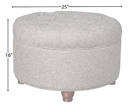 Homepop Home Decor | Button Tufted Woven Round Storage Ottoman | Ottoman with Storage for Living Room & Bedroom (Dark Gray) - Image 13