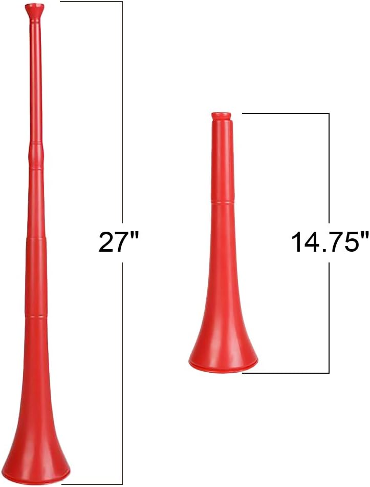 ArtCreativity Red Collapsible Stadium Horn, 1PC, Noise Maker School Spirit Toys for Sports Events and Parties, Cool Sports Party Decorations, Noisemaker Blow Horn with Collapsible Design, 27 Inches: Toys & Games
