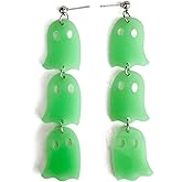 Funny Cute Halloween Cartoon Ghost Bat Drop Dangle Earrings Handmade Lightweight Glitter Pumpkin Maple Leaf Acrylic Earrings for Women Thanksgiving Fall Holiday Jewelry