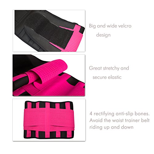 DARCHEN Lumbar Support Belt with Dual Adjustable Straps and 4 Stabilizing Bones Post Operative or Surgical Abdominal Binder Posture Corrector Back Brace for Women Men Rose Red Size M - Thumbnail 5