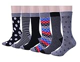 Mens Casual Cotton Crew Dress Socks Colorful Funky Patterned 6 Pack