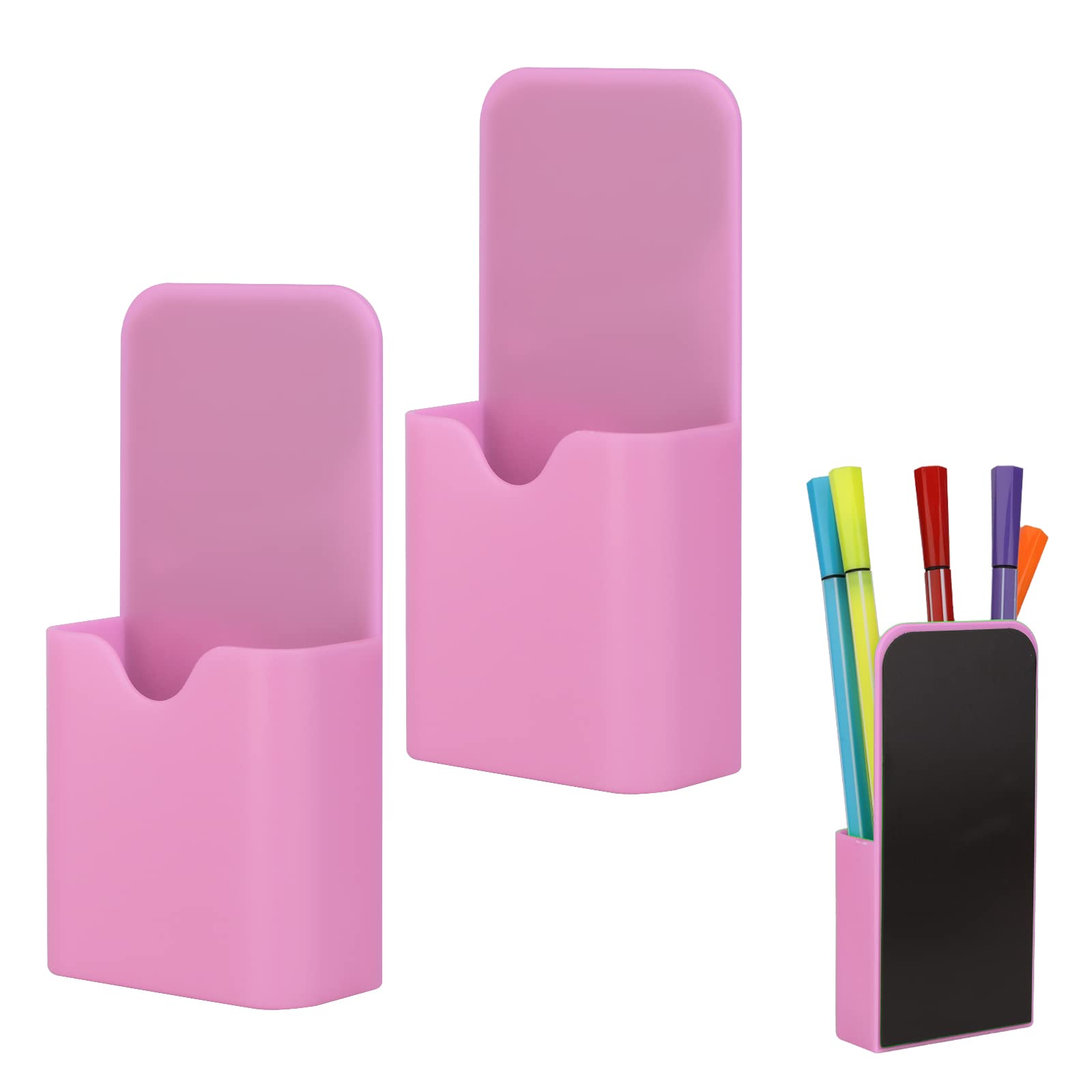 LUTER 2pcs Magnetic Pen Marker Holders, Magnetic Pen Pencil Holder Organizer Home Office Supplies for Refrigerator Whiteboard Locker (Pink)