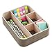 mDesign Plastic Woven Home, Office Drawer Storage Tray - Divided for Countertop, Desk, Workspace - for Gel Pens, Colored Pencils, Erasers, Tape, Paper Clips, 6 Compartments, 2 Pack - Pearl Champagne