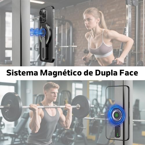 Tobeape Suporte MagSafe 3 em 1 para Celular – Anel Magnético Ajustável com Ímã Dupla Face e Design Anti-Estresse, Compatível com iPhone 17/16/15/14/13/12 e Outros Smartphones (Preto)
