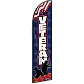 Veteran Feather Flag Banner - 11.5x2.5 Ft Veterans Day Swooper Flag for Outdoor Events -Thank You Veterans Patriotic Signs Windless Full Sleeve Banner for Outside Yard Decoration (Only Flag)