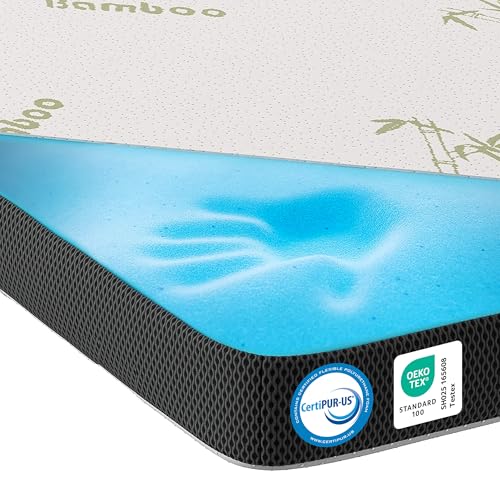 MKS.® Gel Topper 180x200 cm, H2 H3 Matratzentopper mit 7 cm Gel-Memory-Schaum, KomfortKissen Matratzenauflage mit 3D-Luftstrom, Viskoelastische Matrat