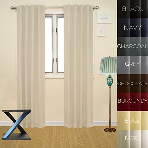 Prestige Home Fashion Thermal Insulated Blackout Curtain - Back Tab / Rod Pocket - Ivory - 38"W x 84"L, 1 Panel